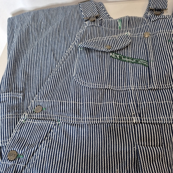 Key Imperial Pinstripe Denim Bib Pocket Overalls Button Fly  - Size 34/34 - Picture 7 of 16